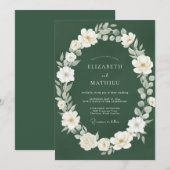Invitation Mariage aux Pétales Blanches de la Forêt (Devant / Derrière)