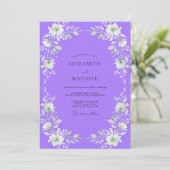 Invitation Mariage aux Pétales Blanches Violettes (Debout devant)
