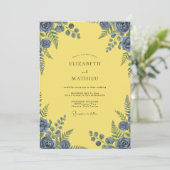 Invitation Mariage aux Pétales d'Ardoise Citron (Debout devant)