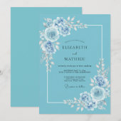 Invitation Mariage aux Pétales de Bleuet (Devant / Derrière)