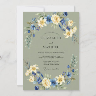 Invitation Mariage aux Pétales de Bleuet Mousseux