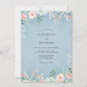 Invitation Mariage aux Pétales de Bleuet Rose