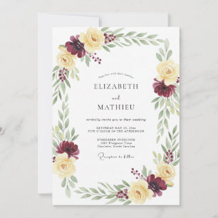 Invitation Mariage aux Pétales de Champagne et Prune