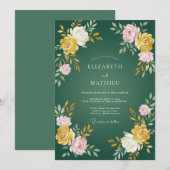 Invitation Mariage aux Pétales de Chasseur Doré (Devant / Derrière)