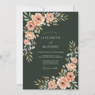 Invitation Mariage aux Pétales de Corail de la Forêt