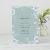 Invitation Mariage aux Pétales de Gris Ardoise Clair (Debout devant)