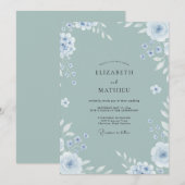 Invitation Mariage aux Pétales de Gris Ardoise Clair (Devant / Derrière)