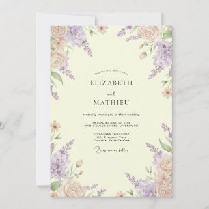 Invitation Mariage aux Pétales de Lavande Citron