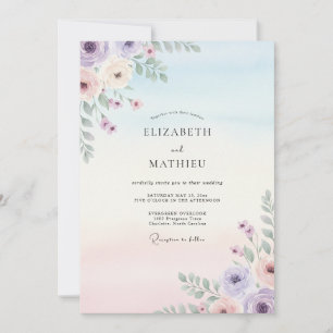 Invitation Mariage aux Pétales de Lavande sous le Ciel