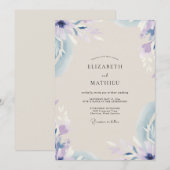 Invitation Mariage aux Pétales de Lilas Pervenche (Devant / Derrière)