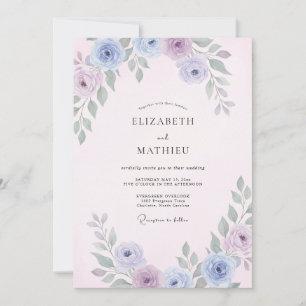 Invitation Mariage aux Pétales de Lilas Rose Pâle
