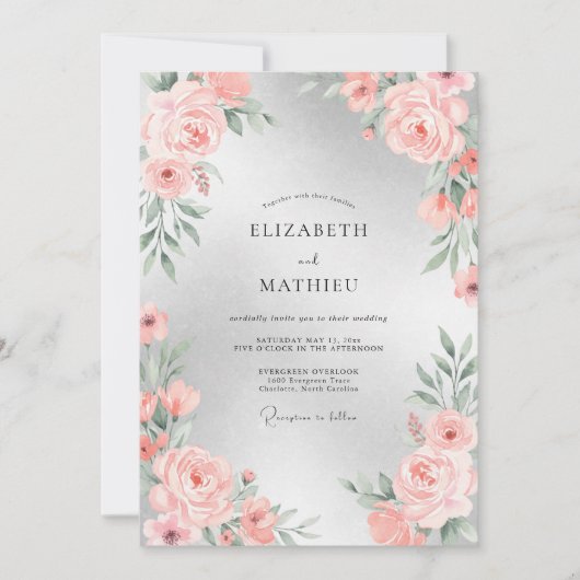 Invitation Mariage aux Pétales de pêche Douce (Devant)