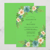Invitation Mariage aux Pétales de Pêche Lime (Devant / Derrière)