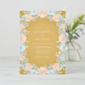 Invitation Mariage aux Pétales de Pêche Moutarde (Debout devant)