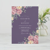 Invitation Mariage aux Pétales de Pourpre Profond (Debout devant)