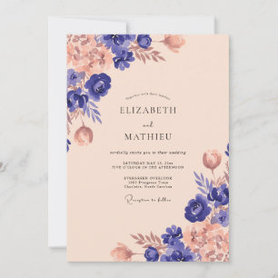 Invitation Mariage aux Pétales de Prune et d'Abricot