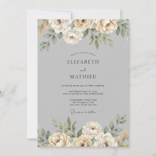 Invitation Mariage aux Pétales de Sauge Champagne