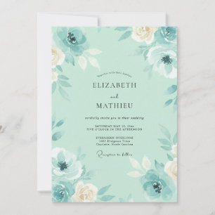 Invitation Mariage aux Pétales de Teinte Mer