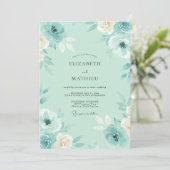 Invitation Mariage aux Pétales de Teinte Mer (Debout devant)