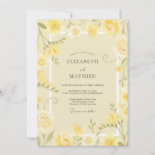 Invitation Mariage aux Pétales Jaunes Beurre Céleste