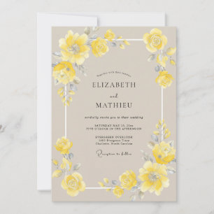 Invitation Mariage aux Pétales Jaunes Beurre Doux