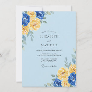 Invitation Mariage aux Pétales Jaunes Royaux