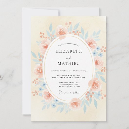 Invitation Mariage aux Pétales Orange Brûlée (Devant)