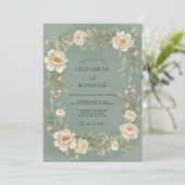 Invitation Mariage aux Pétales Peintes d'Olive (Debout devant)
