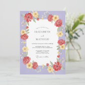 Invitation Mariage aux Pétales Rouge Violet (Debout devant)