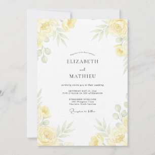 Invitation Mariage aux Pivoines au Feuillage et Crème au Beur