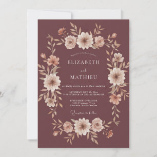 Invitation Mariage aux Pivoines Bourgeois Bourgogne