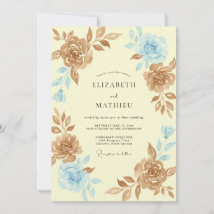 Invitation Mariage aux Pivoines Bronze Beurre