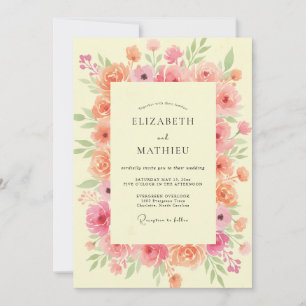 Invitation Mariage aux Pivoines Corail Rose