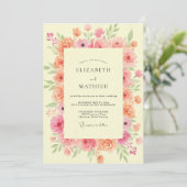 Invitation Mariage aux Pivoines Corail Rose (Debout devant)