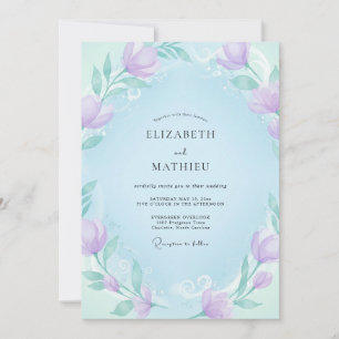 Invitation Mariage aux Pivoines de Ciel Lilas