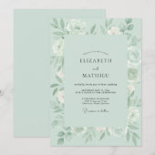 Invitation Mariage aux Pivoines de Mousse de Mer (Devant / Derrière)