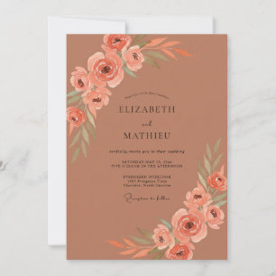 Invitation Mariage aux Pivoines en Terracotta