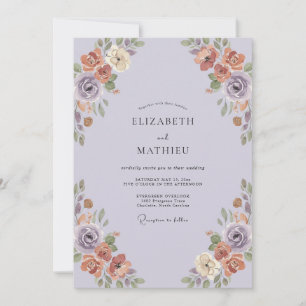 Invitation Mariage aux Pivoines en Terracotta Lilas