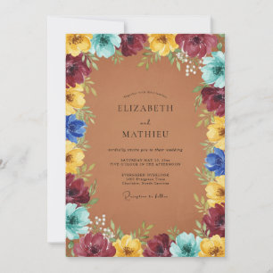Invitation Mariage aux Pivoines en Terre Cuite