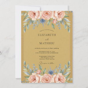 Invitation Mariage aux Pivoines Fardées de Moutarde