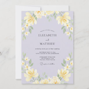 Invitation Mariage aux Pivoines Jaunes Lilas