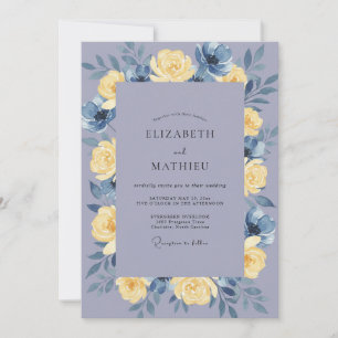 Invitation Mariage aux Pivoines Jaunes Pervenche