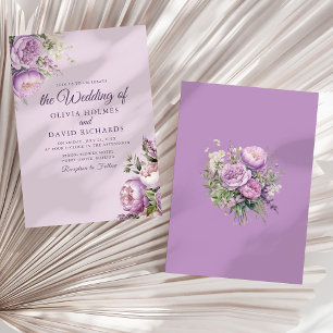 Invitation Mariage aux Pivoines Lilas Bohème
