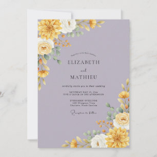Invitation Mariage aux Pivoines Lilas Dorées