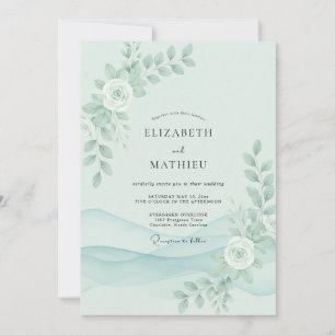 Invitation Mariage aux Pivoines Menthe Glaçon