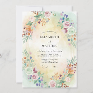 Invitation Mariage aux Pivoines Peintes au Pastel