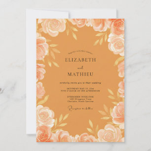 Invitation Mariage aux Pivoines Peintes en Ocres