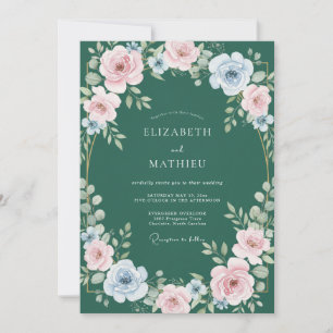Invitation Mariage aux Pivoines Rose Chasseur