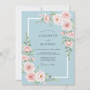 Invitation Mariage aux Pivoines Rose Poudre