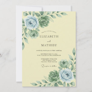 Invitation Mariage aux Pivoines sur Ardoise Citron